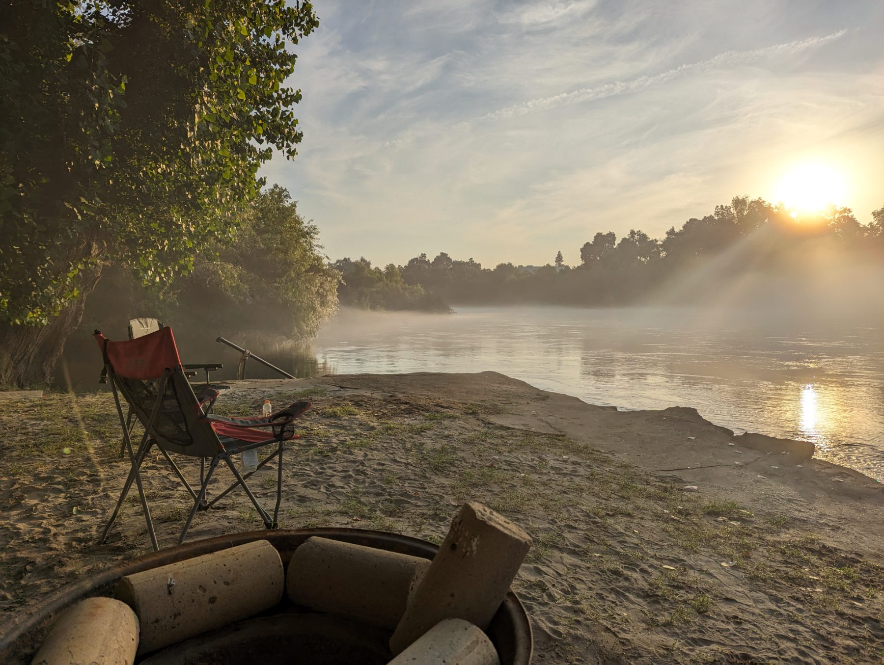 Morning mist rising off the Kings River at sunrise
